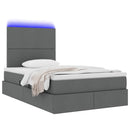 vidaXL LED tárolós ágy matraccal Sötétszürke 120 x 200 cm Szövet