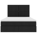 vidaXL Ágy tárolóval és LED lámpával Fekete 140 x 190 cm Poliészter