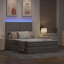 vidaXL Ágy tárolóval és LED lámpával Tópszínű 140 x 200 cm Poliészter
