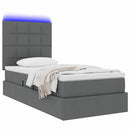 vidaXL LED tárolós ágy matraccal Sötétszürke 90 x 190 cm Szövet