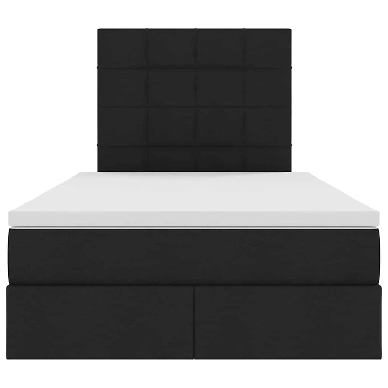 vidaXL Ágy tárolóval és LED lámpával Fekete 120 x 190 cm Poliészter