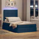 vidaXL LED tárolós ágy matraccal Kék 120 x 190 cm Szövet