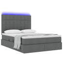 vidaXL LED tárolós ágy matraccal Sötétszürke 140 x 190 cm Szövet