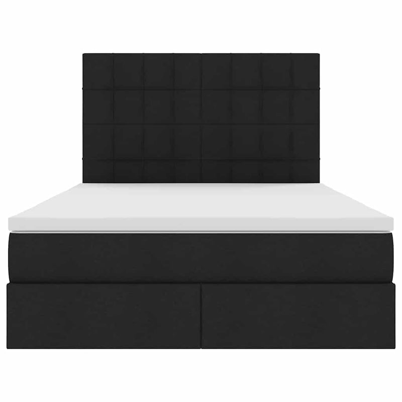 vidaXL Ágy tárolóval és LED lámpával Fekete 140 x 190 cm Poliészter