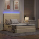 vidaXL LED tárolós ágy matraccal Krém 140 x 190 cm Szövet
