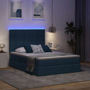 vidaXL Ágy tárolóval és LED lámpával Kék 140 x 200 cm Poliészter