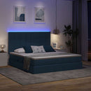 vidaXL Ágy tárolóval és LED lámpával Kék 160 x 200 cm Poliészter
