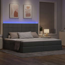 vidaXL Ágy tárolóval és LED lámpával leddel Világosszürke 200 x 200 cm