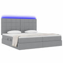 vidaXL Ágy tárolóval és LED lámpával leddel Világosszürke 200 x 200 cm