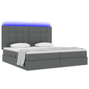 vidaXL LED tárolós ágy matraccal Sötétszürke 200 x 200 cm Szövet