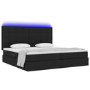 vidaXL LED tárolós ágy matraccal Fekete 200 x 200 cm Szövet