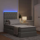 vidaXL Ágy tárolóval és LED lámpával leddel Világosszürke 90 x 190 cm