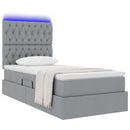 vidaXL Ágy tárolóval és LED lámpával leddel Világosszürke 90 x 190 cm