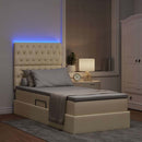 vidaXL Ágy tárolóval és LED lámpával Krém 90 x 190 cm Poliészter