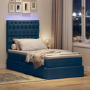 vidaXL LED tárolós ágy matraccal Kék 90 x 190 cm Szövet