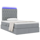 vidaXL Ágy tárolóval és LED lámpával leddel Világosszürke 120 x 190 cm