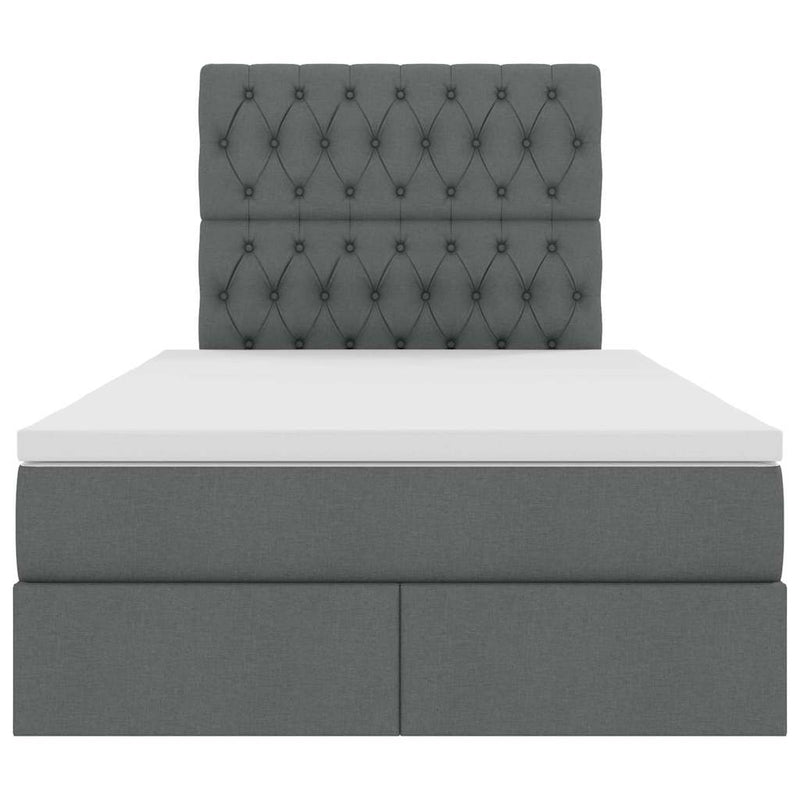 vidaXL Ágy tárolóval és LED lámpával Sötétszürke 120 x 190 cm