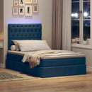 vidaXL Ágy tárolóval és LED lámpával Kék 120 x 200 cm Poliészter