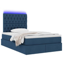 vidaXL Ágy tárolóval és LED lámpával Kék 120 x 200 cm Poliészter