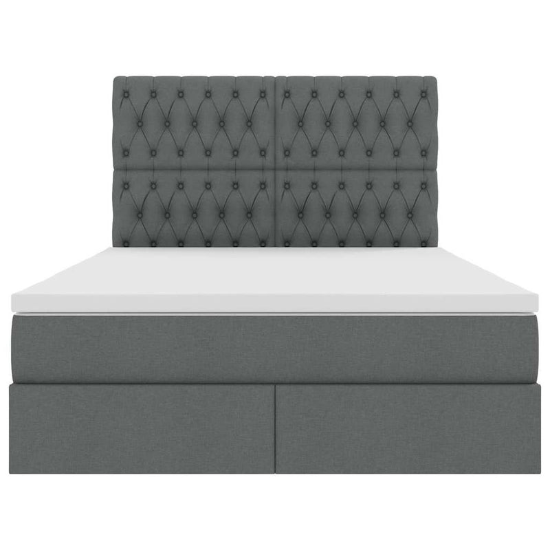 vidaXL Ágy tárolóval és LED lámpával Sötétszürke 140 x 190 cm