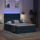 vidaXL LED tárolós ágy matraccal Kék 140 x 200 cm Szövet