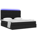 vidaXL Ágy tárolóval és LED lámpával Fekete 160 x 200 cm Poliészter