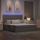 vidaXL LED tárolós ágy matraccal Tópszínű 160 x 200 cm Szövet