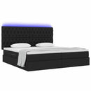 vidaXL LED tárolós ágy matraccal Fekete 200 x 200 cm Szövet