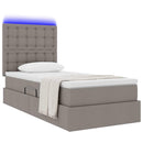 vidaXL LED tárolós ágy matraccal Tópszínű 90 x 190 cm Szövet