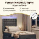 vidaXL LED tárolós ágy matraccal Sötétszürke 90 x 200 cm Szövet