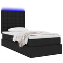 vidaXL Ágy tárolóval és LED lámpával Fekete 100 x 200 cm Poliészter