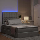 vidaXL Ágy tárolóval és LED lámpával leddel Világosszürke 120 x 190 cm