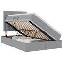 vidaXL Ágy tárolóval és LED lámpával leddel Világosszürke 120 x 190 cm