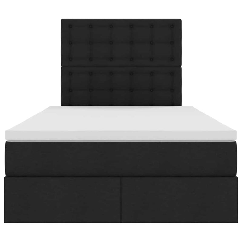 vidaXL Ágy tárolóval és LED lámpával Fekete 120 x 190 cm Poliészter