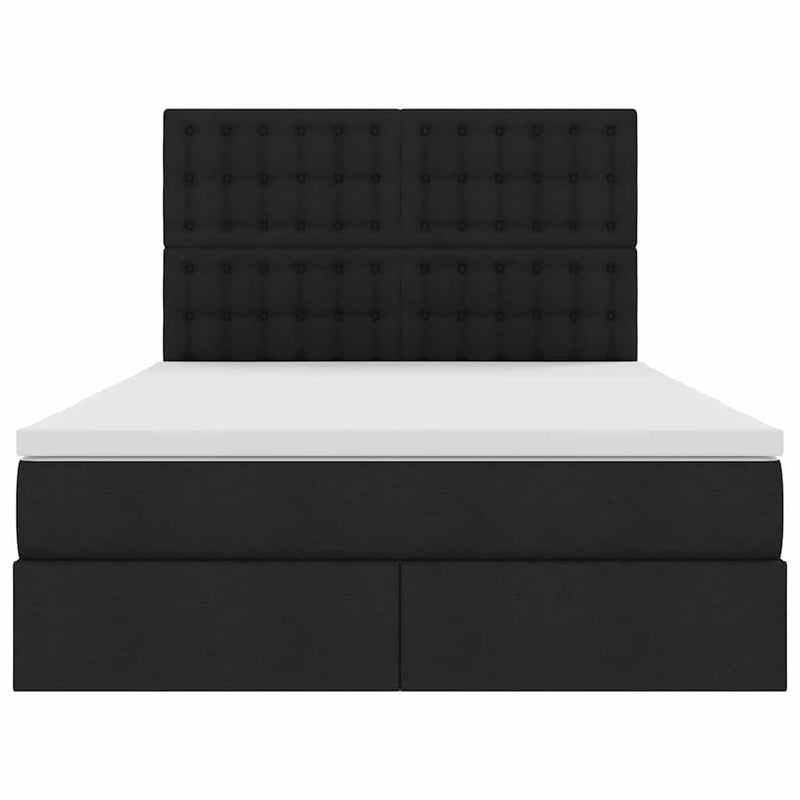 vidaXL Ágy tárolóval és LED lámpával Fekete 140 x 190 cm Poliészter