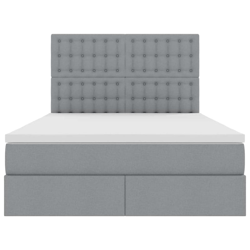 vidaXL Ágy tárolóval és LED lámpával Világosszürke 140 x 200 cm