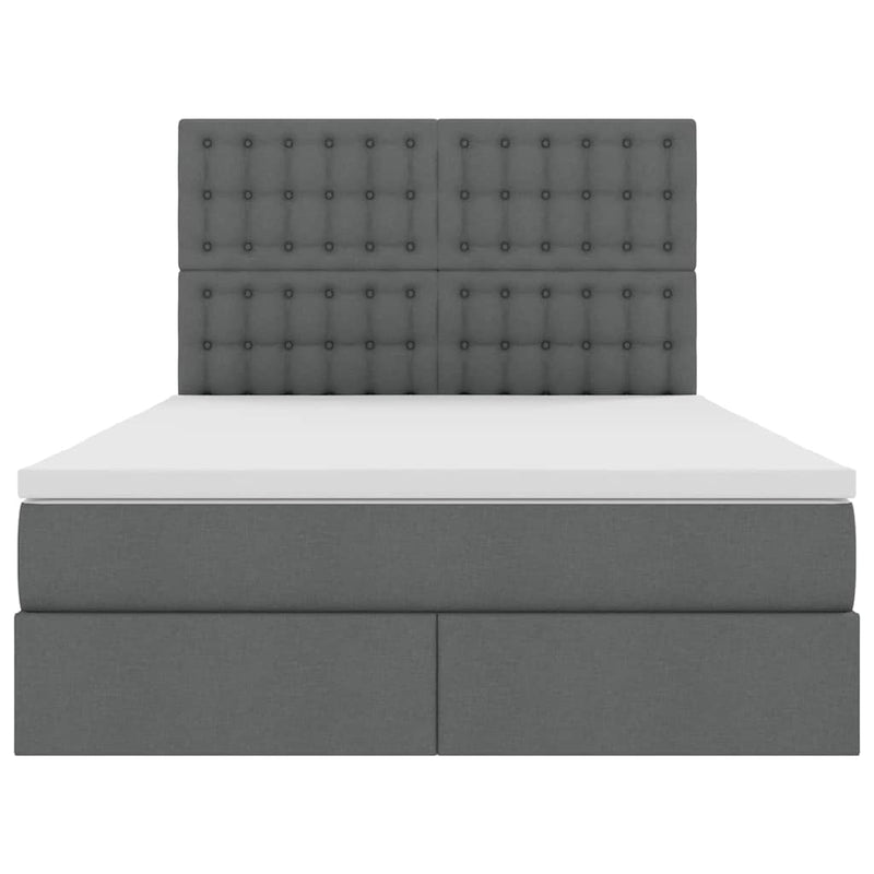 vidaXL Ágy tárolóval és LED lámpával Sötétszürke 140 x 200 cm