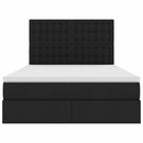 vidaXL Ágy tárolóval és LED lámpával Fekete 140 x 200 cm Poliészter