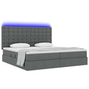 vidaXL LED tárolós ágy matraccal Sötétszürke 200 x 200 cm Szövet