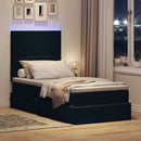vidaXL Ágy tárolóval és LED lámpával Fekete 100 x 200 cm Bársony
