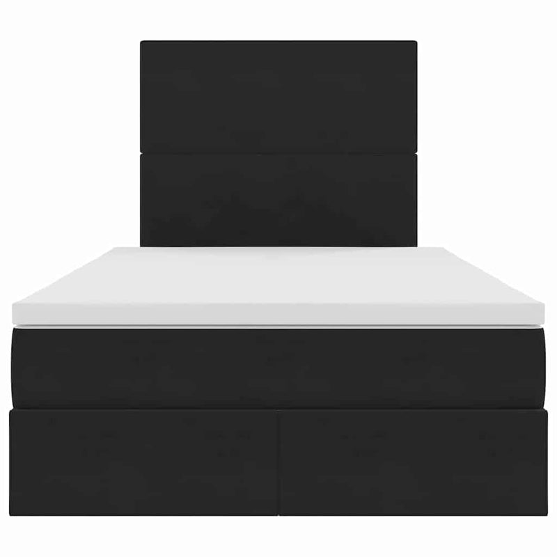 vidaXL Ágy tárolóval és LED lámpával Fekete 120 x 190 cm Bársony