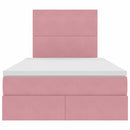 vidaXL Ágy tárolóval és LED lámpával Rózsaszín 120 x 190 cm Bársony
