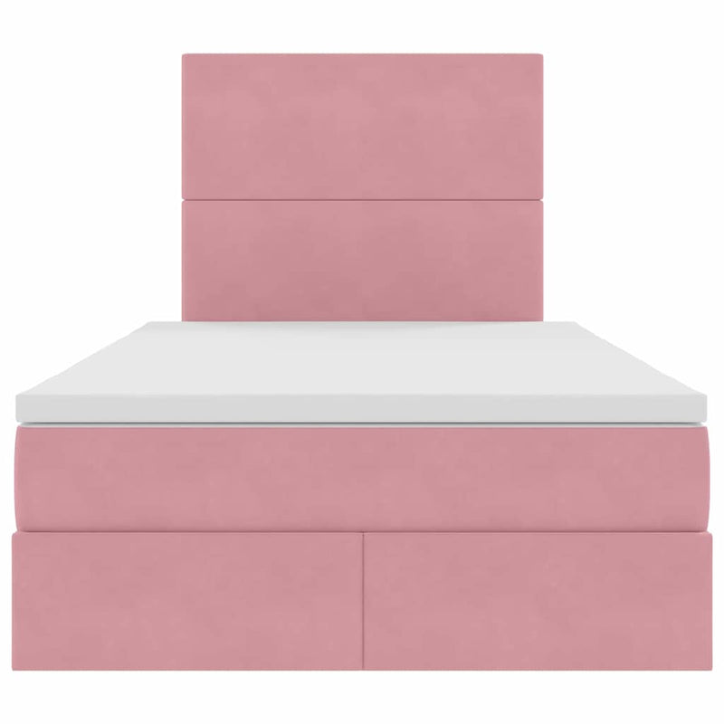 vidaXL Ágy tárolóval és LED lámpával Rózsaszín 120 x 190 cm Bársony