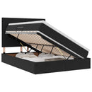 vidaXL Ágy tárolóval és LED lámpával Fekete 140 x 190 cm Bársony