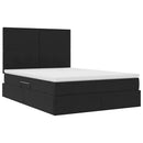 vidaXL Ágy tárolóval és LED lámpával Fekete 140 x 190 cm Bársony