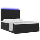 vidaXL Ágy tárolóval és LED lámpával Fekete 140 x 190 cm Bársony
