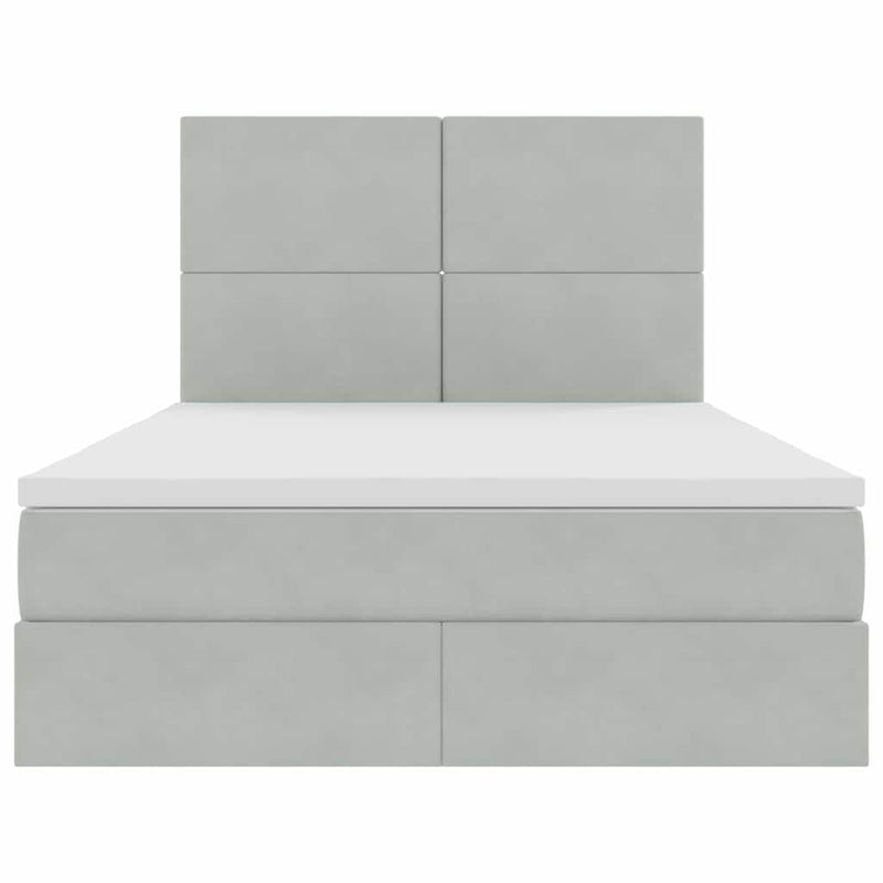 vidaXL Ágy tárolóval és LED lámpával Világosszürke 140 x 200 cm