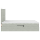vidaXL Ágy tárolóval és LED lámpával Világosszürke 140 x 200 cm