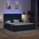 vidaXL LED tárolós ágy matraccal Sötét kék 160 x 200 cm Bársony