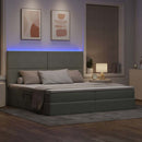 vidaXL LED tárolós ágy matraccal Világosszürke 200 x 200 cm Bársony
